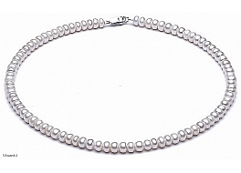 Necklace - freshwater pearls, white, ok.-6 mm