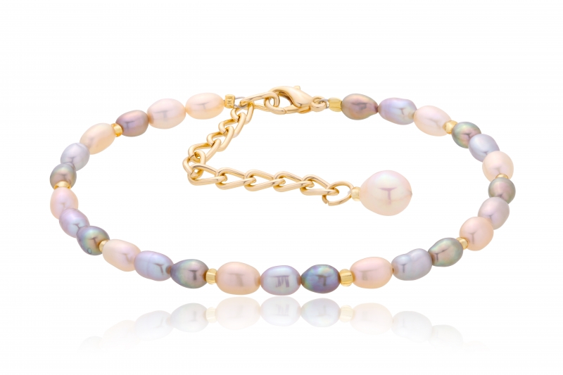 Bransoleta,perły słodkowodne,hodowane 4,5-5mm multicolor