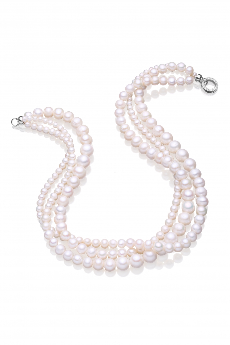 Naszyjnik stopniowany, perła słodkowodna,hodowana,biała 4-11 mm