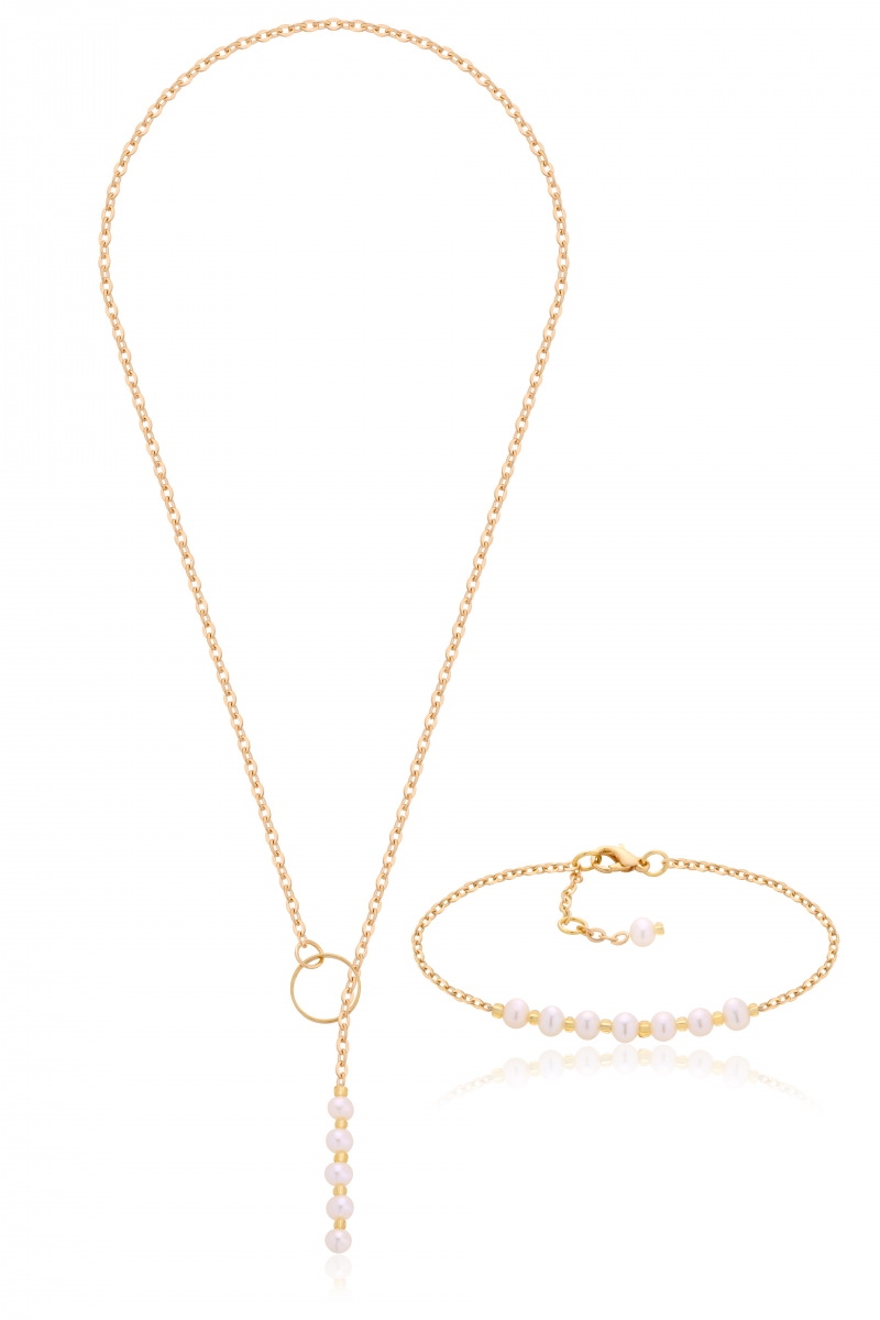Komplet-naszyjnik z bransoletą,perły słodkowodne,hodowane 4-4,5mm