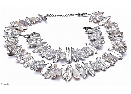 Set - necklace & bracelet, freshwater pearls, white, 15-20mm