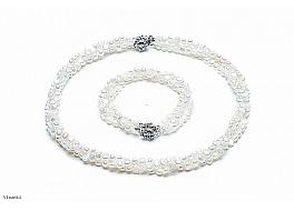 Set - necklace & bracelet, freshwater pearls, white, non regular
