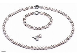 Set - necklace & bracelet & earrings, freshwater pearls,6-6,5mm