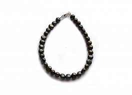 Bransoleta, perły czarne hodowane hodowane, słodkowodne barok 5-5.5mm, zapięcie srebrne