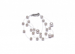 Bracelet - freshwater pearls, round, 3-7mm