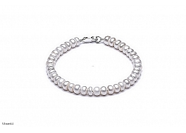 Bracelet - freshwater pearls, white, ok.6 mm.