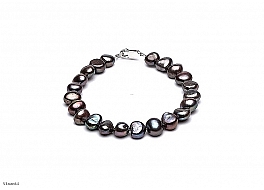 Bracelet - freshwater pearls, graphite, baroc, 7mm