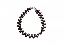 Bracelet - freshwater pearls, brown, 4-4,5mm