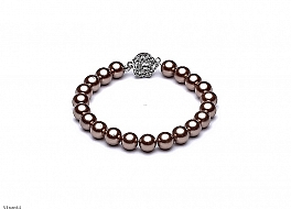 Bracelet - shell pearls, brown, 8mm