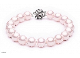 Bracelet - shell pearls, light pink, 8mm
