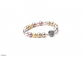 Bracelet - shell pearls, multicolor, 8mm