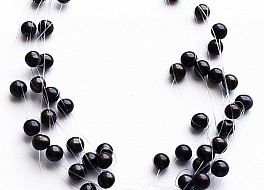 Bracelet - freshwater pearls, 10 strands, black, round, 4-4,5mm
