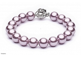 Bracelet - shell pearls, pink, round, 10mm