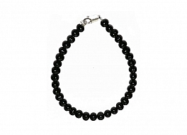 Bracelet - freshwater pearls, black, round, 5,5-6,5mm