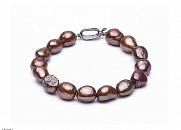 Bracelet - freshwater pearls, brown, baroc, 10-11mm