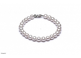 Bransoleta, perły białe hodowane, słodkowodne okrągłe 7-7.5mm, zapięcie srebrne