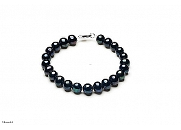 Bracelet - freshwater pearls, black, round, 8-8,5mm