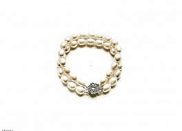 Bracelet - freshwater pearls, double, white, 8-9mm