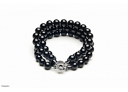 Bracelet - shell pearls, black, round, triple, 8mm