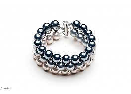 Bracelet - shell pearls, triple, round, 8mm