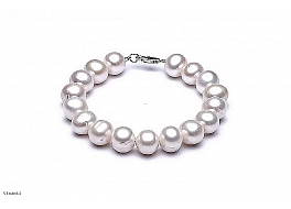 Bracelet - freshwater pearls, white, 11-11,5mm