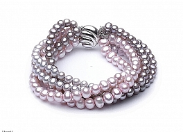Bracelet - freshwater pearls, round, 6mm