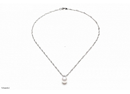 Necklace - shell pearls, white, 18mm