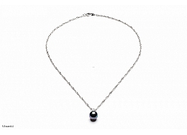 Necklace - shell pearls, graphite, 10mm
