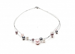 Necklace - shell pearls, mix color, 8-14mm