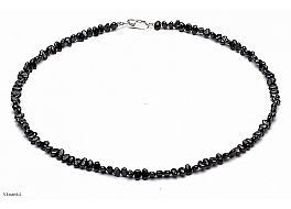 Necklace - freshwater pearls, black, baroc, 4-4,5mm
