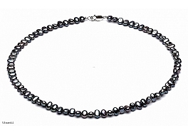 Necklace - freshwater pearls, graphite, baroc, 5-5,5mm