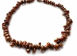 Naszyjnik, perły jasno brązowe hodowane, słodkowodne barok 10-20mm, supełkowany