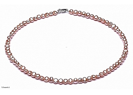 Necklace - freshwater pearls, salmon, baroc, 4-4,5mm
