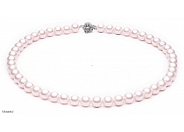 Necklace - shell pearls, light pink, round, 8mm 