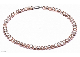 Necklace - freshwater pearls, salmon, baroc, 7-8mm