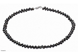 Necklace - freshwater pearls, black, 5-5,5mm