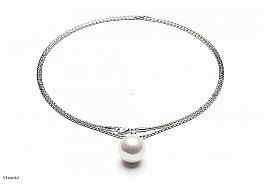 Necklace with white shell pearl 20mm