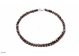 Naszyjnik, perły brązowe hodowane, słodkowodne barok 7-7,5mm, zapięcie srebrne