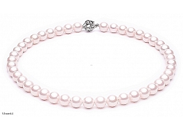 Necklace - shell pearls, pink, round, 10mm