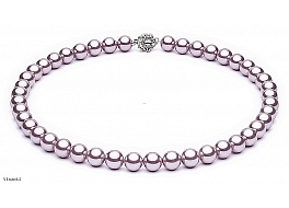 Necklace - shell pearls, dark pink, round, 10mm