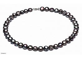 Necklace - freshwater pearls, graphite, baroc, 10-11mm