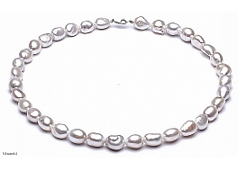Necklace - freshwater pearls, white, baroc, 10-11mm