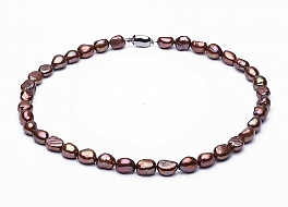 Necklace - freshwater pearls, brown, baroc, 10-11mm