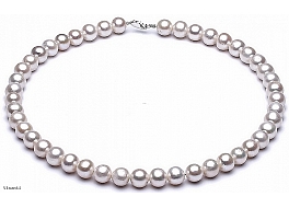 Necklace - freshwater pearls, white, round, 7-7,5mm