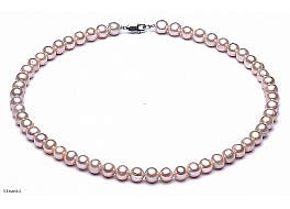Necklace - freshwater pearls, salmon, round, 7-7,5mm