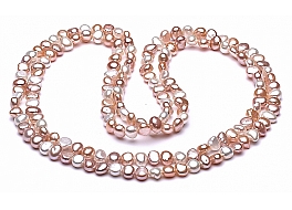 Necklace - ophera type, white-salmon, baroc, 6-6,5mm