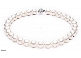 Necklace - shell pearls, white, 14mm