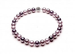 Necklace - shell pearls, mix color, 14mm