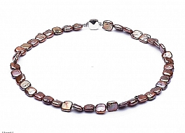 Necklace - freshwater pearls, brown, cube, 9-10mm