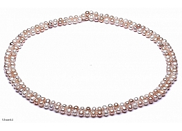Necklace - freshwater pearls, ophera type, white-salmon, round, 7-7,5mm